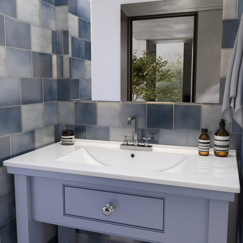 36'' White Ceramic Drop-In Bathroom Vanity Top Sink