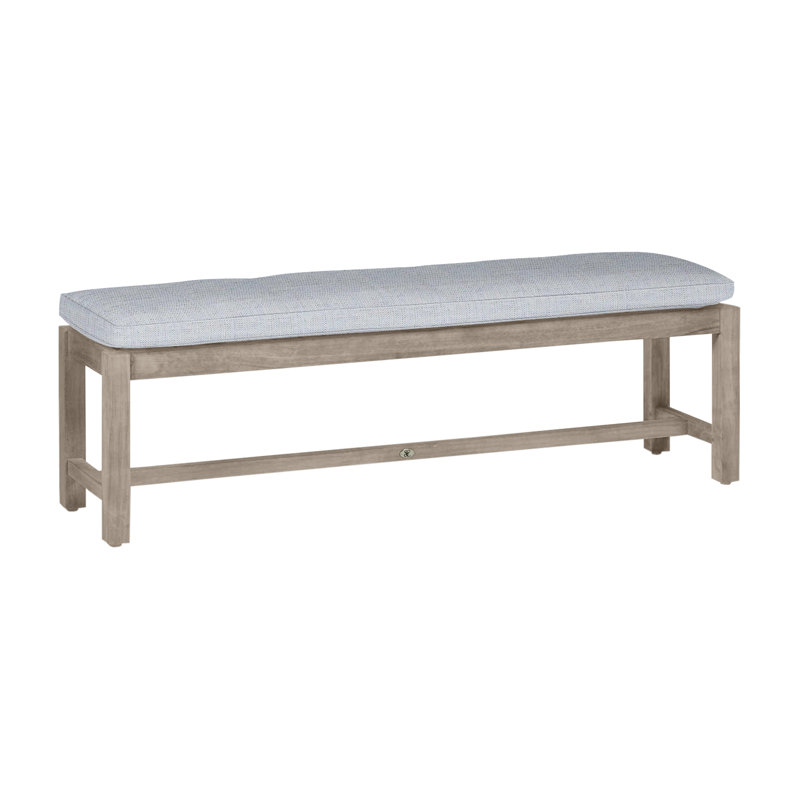 Banc sans dossier Club Teak - Huître, Huître teck, Pas de soudure, Lin chambray