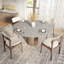 Table de salle à manger Amberly Travertin et dessus en pierre avec base en bois massif - Design moderne pour la maison et le divertissement-888407945-888407946