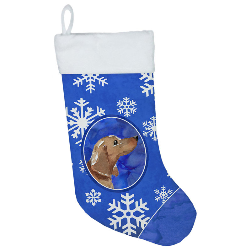 Chaussette de noël winter flocons de noël, Teckel roux