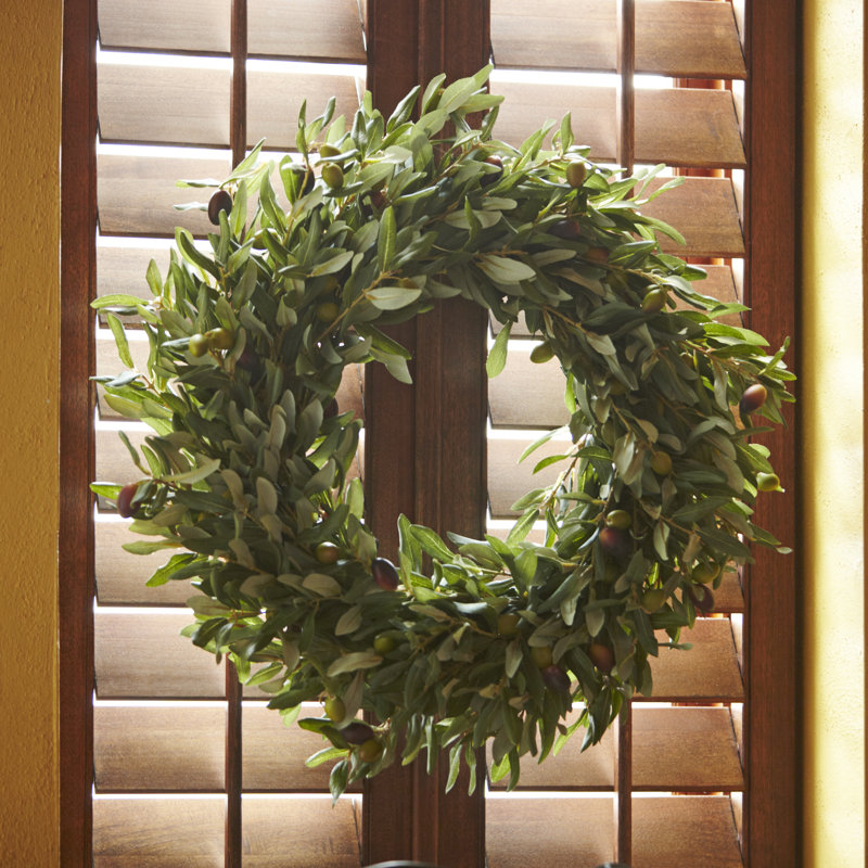 Faux Olive Wreath, 24" H x 24" W x 6" D