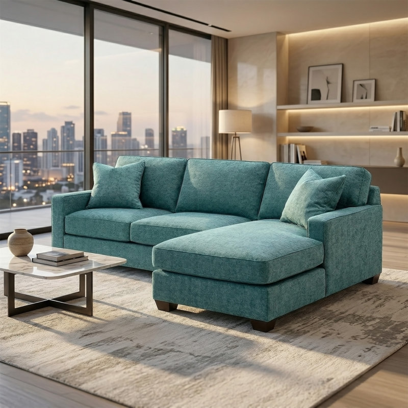 Canapé modulaire Clifford, Vert, polyester écume de mer