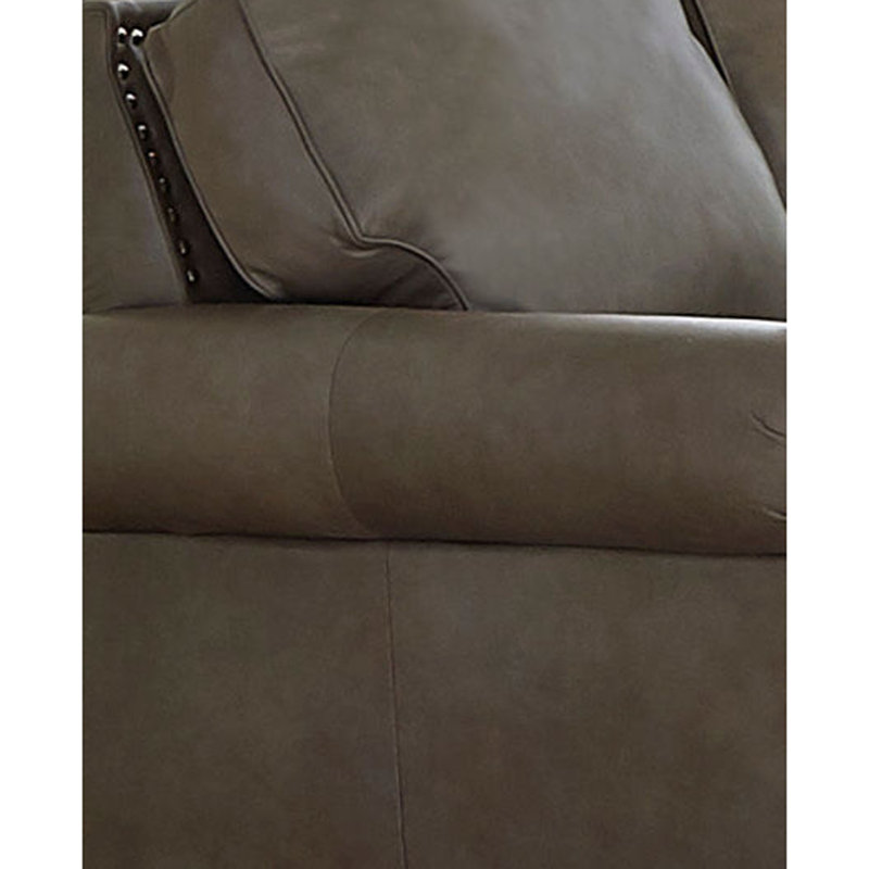 Ensemble de salon en cuir 3 pièces Pedigo, Cuir véritable gris acier