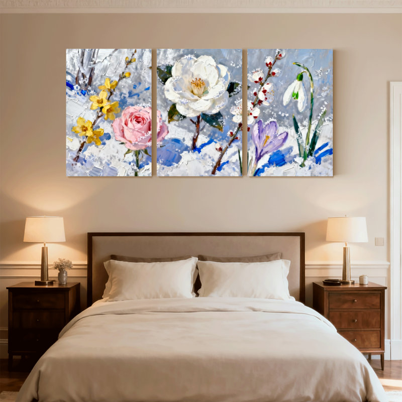 Plantes et fleurs, ensemble de 3 impressions sur toile, H 36 po x l 72 po