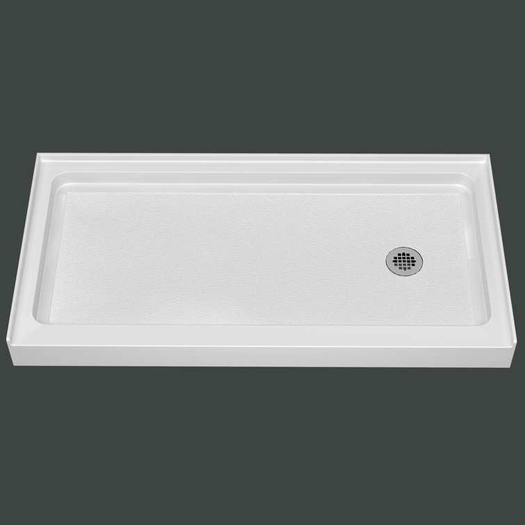 60" W X 30" D Single Threshold Shower Base Pan Acrylic Alcove Rectangular Single Threshold Shower Tray with Non-slip Design in White