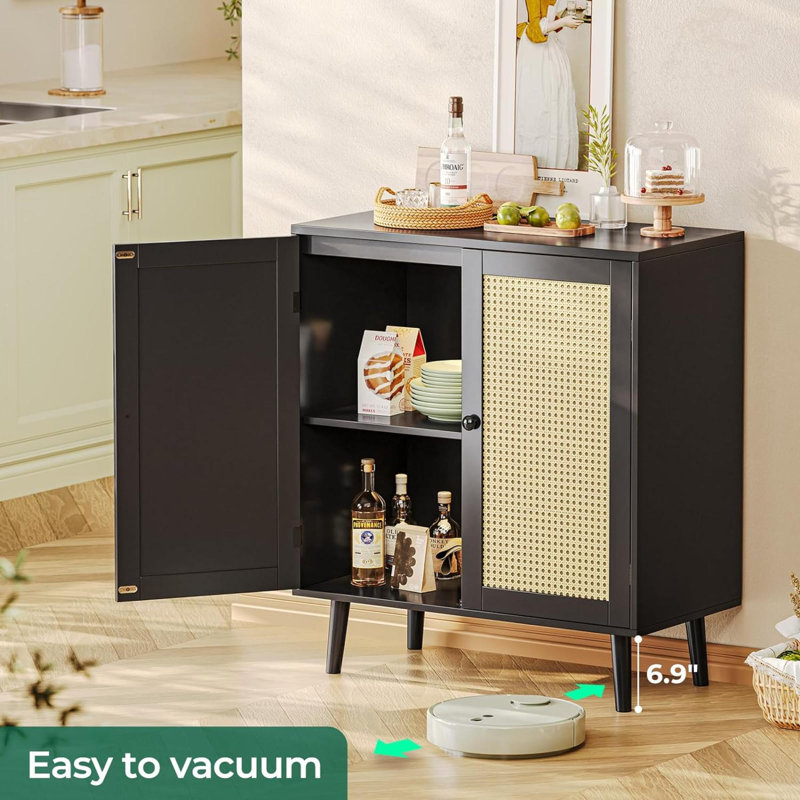 Cuadra Solid Wood Accent Cabinet, Black