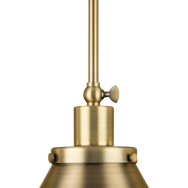 Luminaire suspendu conique à 1 lumière Haydenville, Laiton rétro, Laiton rétro