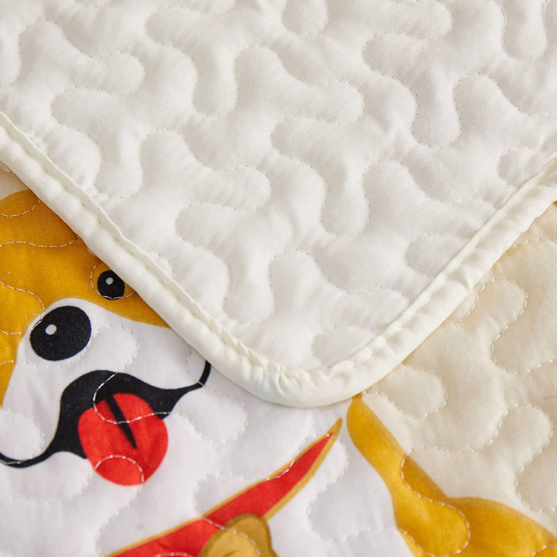 Cartoon Puppy Quilt Set with Sham, Twin Coverlet / Bedspread + 1 Sham