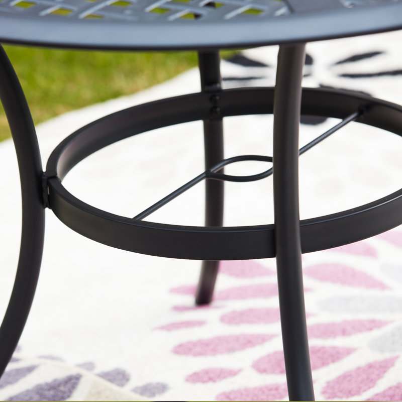 Rusi Round Metal Outdoor Dining Table With Umbrella Hole , 42'' in. W 42'' in. D