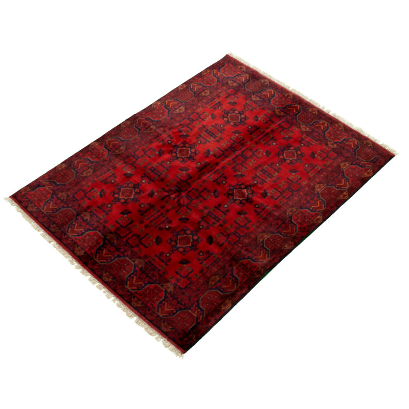 Tapis décoratif en laine noué à la main de conception unique 4 pi 9 po x 6 pi 1 po Dequane