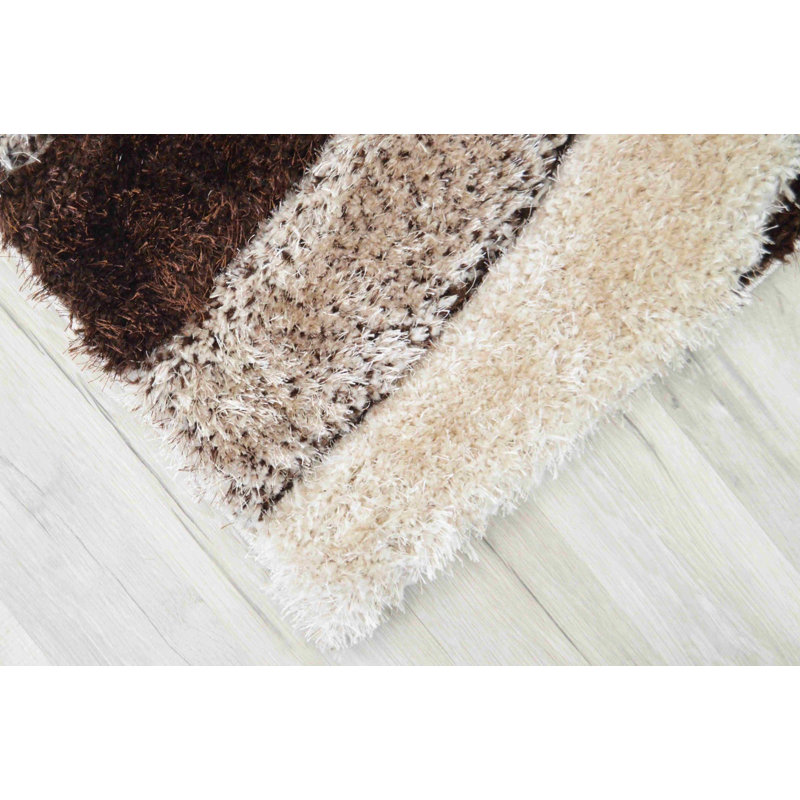 Modern Arriola Shag Abstract Geometric Rug For Living Room Bedroom, Rectangle 6'6" x 9'2"