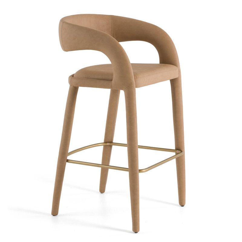 Arshaluys Modern Leatherette Bar Chair, Tan, 41.3" H x 22.8" W x 21.2" D