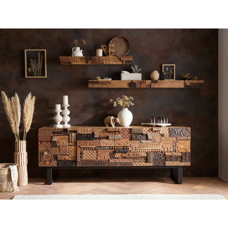 Quakertown Mango Solid Wood Floating Shelf with Reclaimed Wood, 10cm H x 100cm W x 15cm D