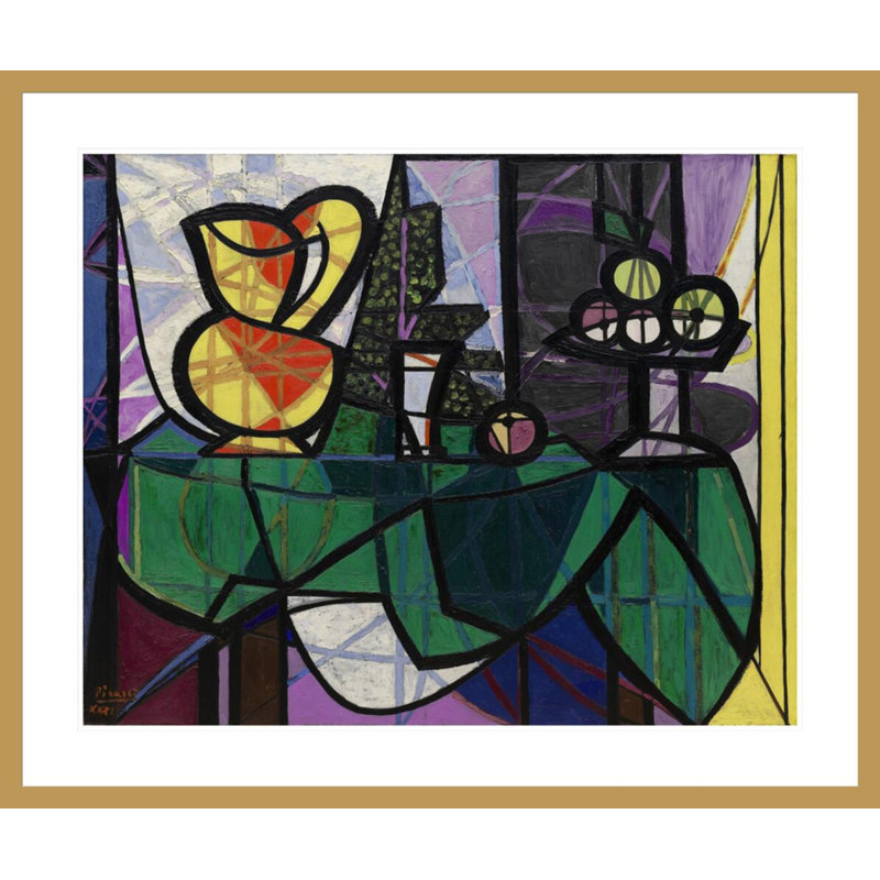 Pichet et bol de fruits par Pablo Picasso, impression giclée sur cadre, H 33,5 po x l 39,95 po