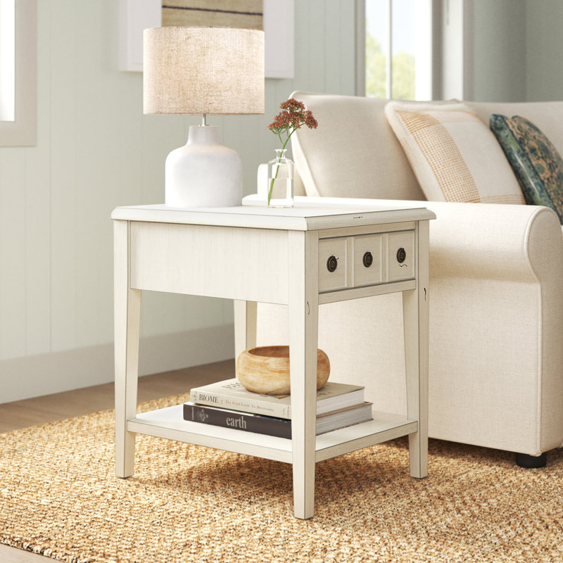 Table de bout avec rangement Niagara, Crème
