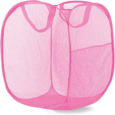 Pop Up Laundry Hamper, Mesh Laundry Basket Collapsible, Foldable Hamper for Travel and Storage