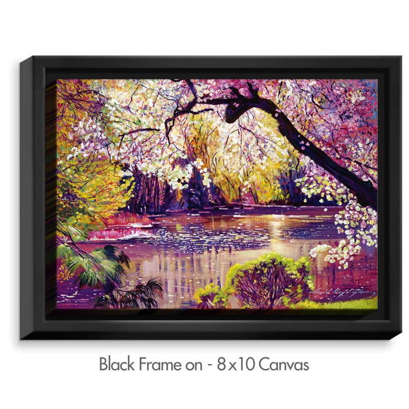 « central park spring étang », reproduction de peinture à l’acrylique sur toile, H 12 po x l 16 po x P 1,5 po, Toile tendue