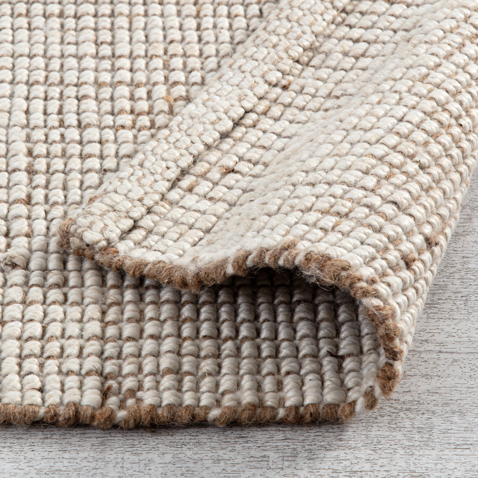 Kline Jute and PET Rug Without Backing Cream, Rectangle 8' x 10'