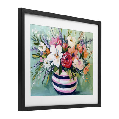 «Chic Vase Abstract Bouquet», reproduction encadrée sous verre, design par Petal Prints Design