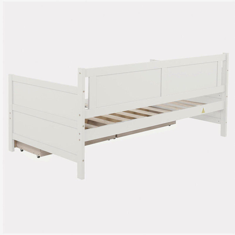 Lit double avec deux tiroirs de rangement, Blanc