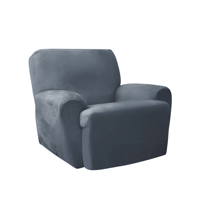 Box Cushion Recliner Slipcover, Slate Blue Polyester Blend