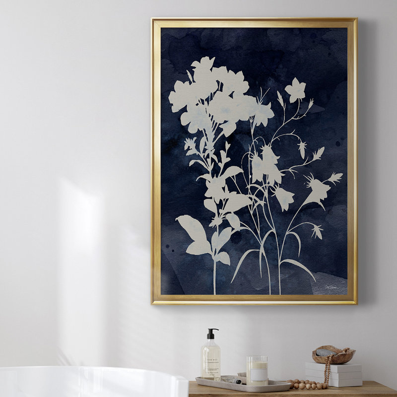Indigo Botanical II Revisité - reproduction d'art sur toile, Or, H 42,5 po x l 30,5 po x P 1 po