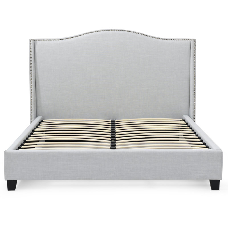 Hampton  Wingback Bed, Linen, Light Blue, King