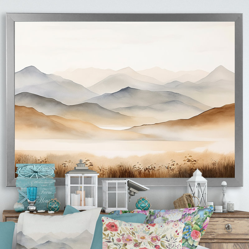 Mountain Silent Beauty II, H 12 po x l 20 po x P 1 po, Cadre simple argenté