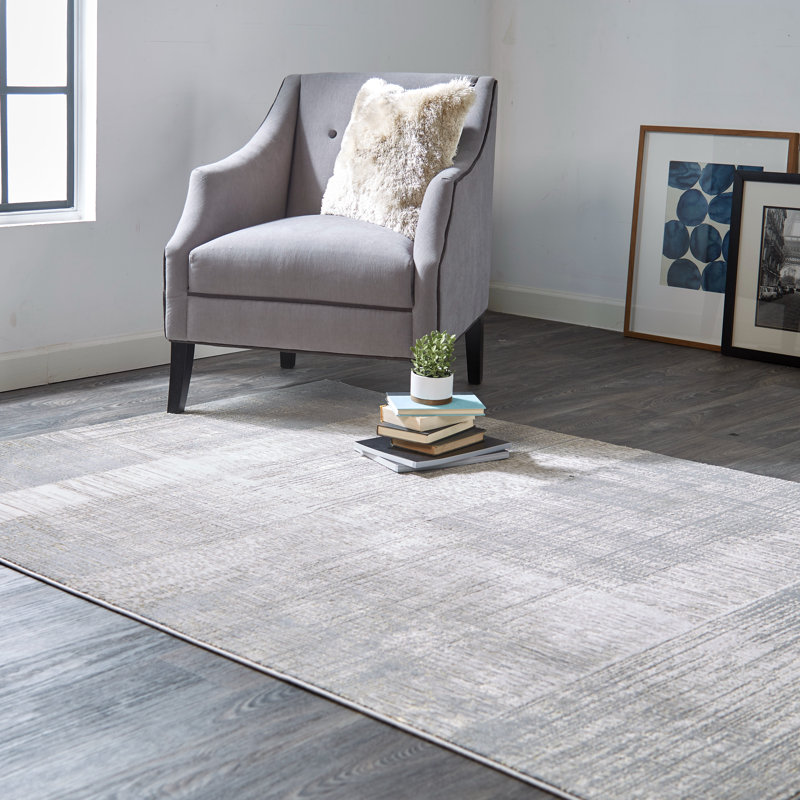Tapis gris / beige / doré Ernie, Rectangle 3 pi 11 po x 6 pi