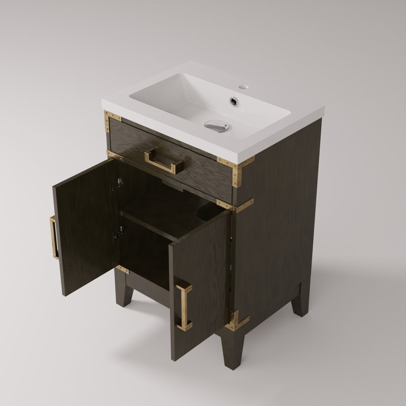 Single Bathroom Vanity with Top, Black