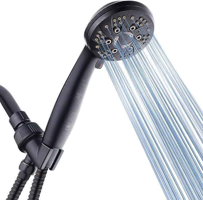 High Pressure 6-Setting 3.5" Chrome Face Handheld Shower with Hose for the Ultimate Shower Experience!