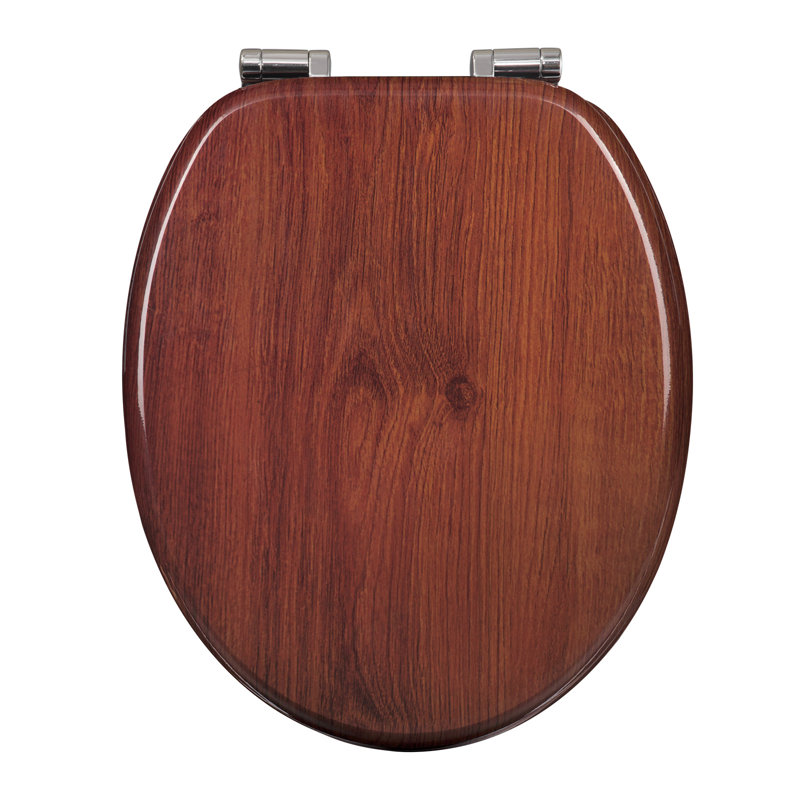 Toilet Seat, Soft Close WC Seat with Strong Hinge Ideal for Standard Toilet, Walnut