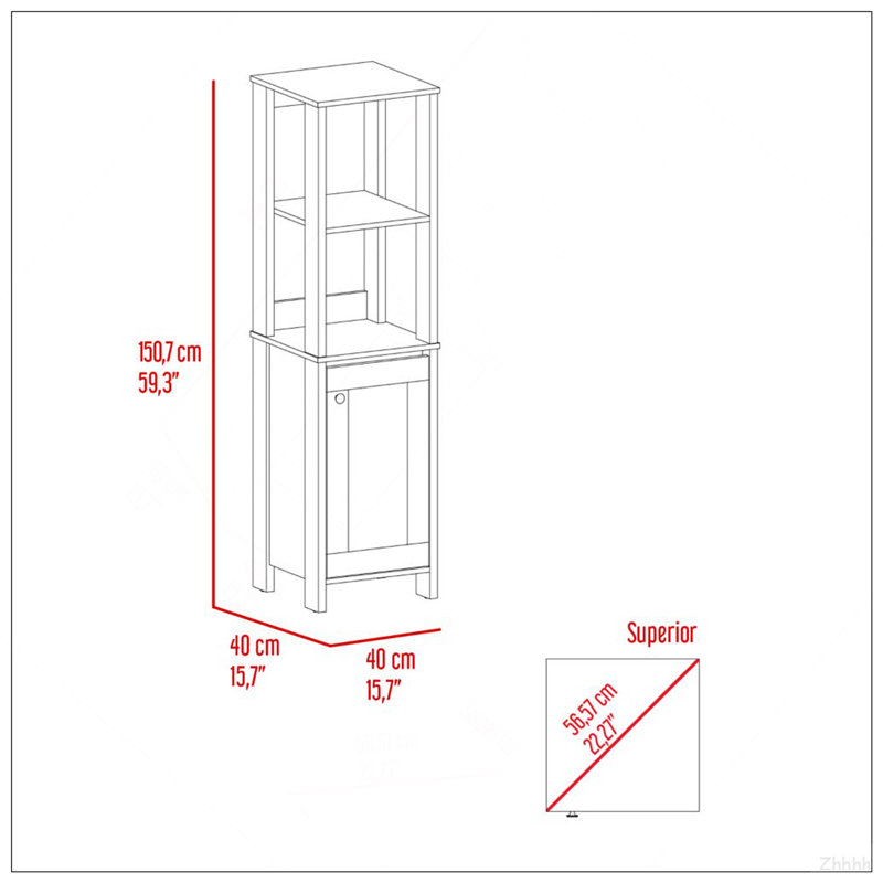 St. Clair Linen Cabinet, Two Interior  Shelves, Two Open Shelves, Single Door, Gray