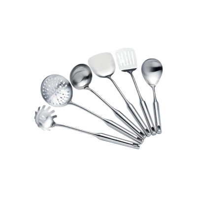 Set of 6 Stainless Steel Cooking Utensils Set, Perfect for Buffet Catering and Parties