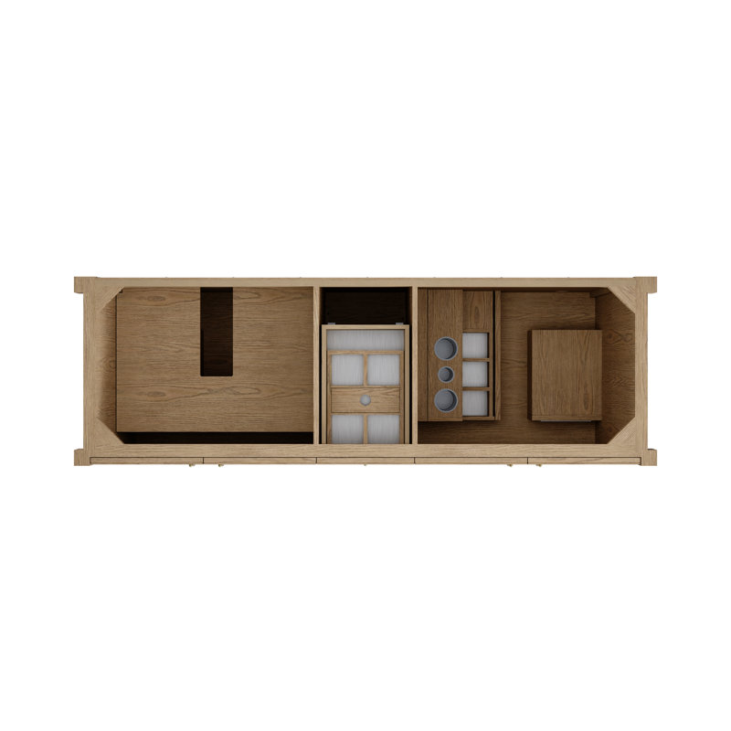 Kinnsden 72" W Double Vanity, Weathered Oak, Charcoal Soapstone Silestone