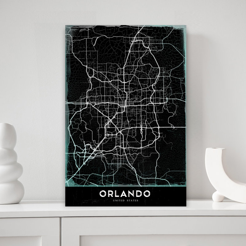 " Orlando Urban Grid Map Modern Vintage Contemporary Architecture City Wall Art Print " by StudioSix, H 18 po x l 12 po