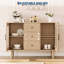 Buffet 47 "avec portes cannelées en verre - Crédence moderne Mid-Century avec tablettes réglables-430374647