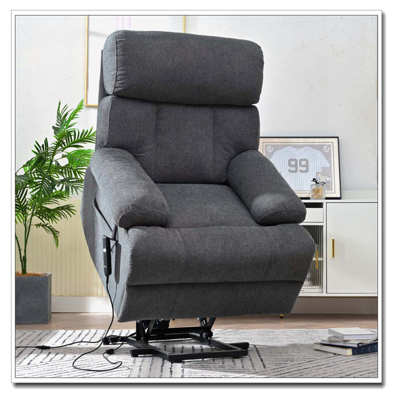Power Lift Recliner Chair  with 2 Cup Holders,Side Pockets,Remote Control(, Dark Gray, Power - Push Button