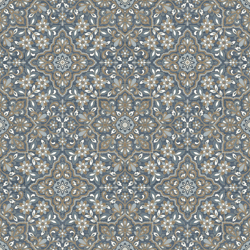 Piumafua 10m x 52.8cm Matte Wallpaper Roll, Blue/Gold