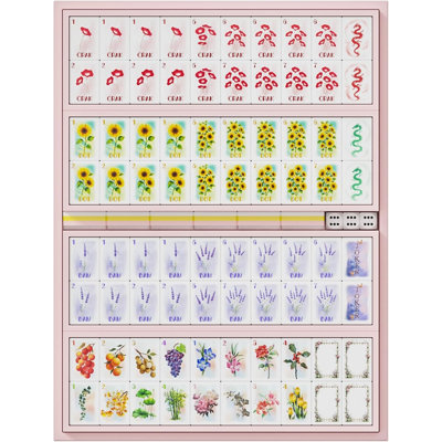 Jeu de Mahjong américain rose, coffret cadeau de 166 tuiles florales en acrylique | 166 tuiles transparentes en acrylique avec jokers et carte des règles