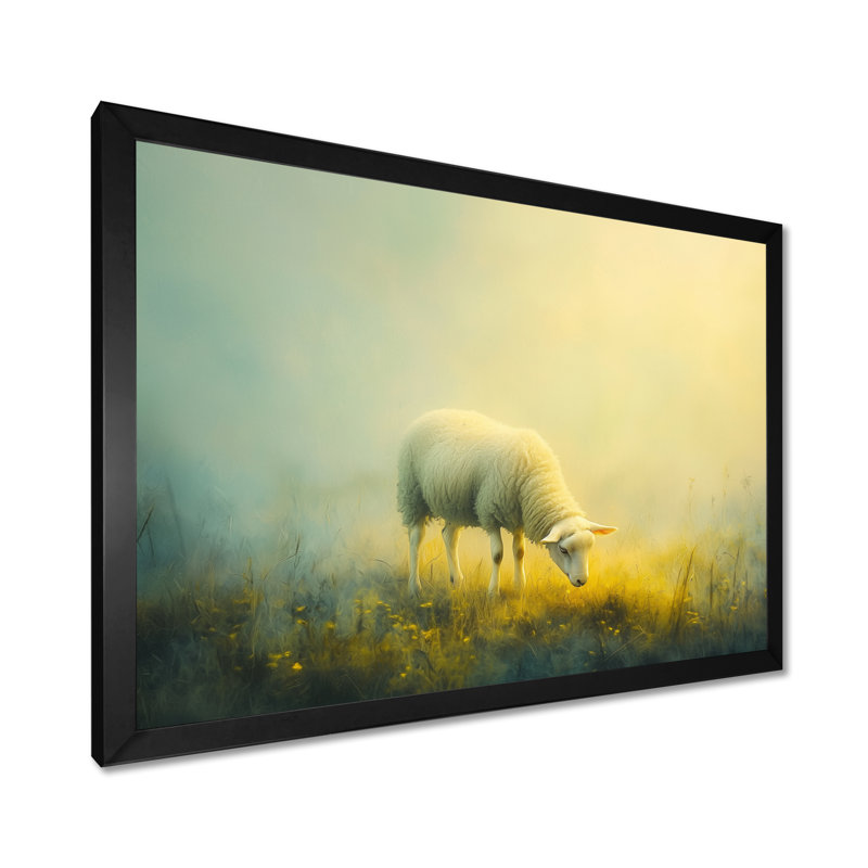 Dokun Sheep Portrait Smooky Dream II - Sheep Wall Art, Reproduction encadrée d'une seule photo, Noir, noir, noir, noir