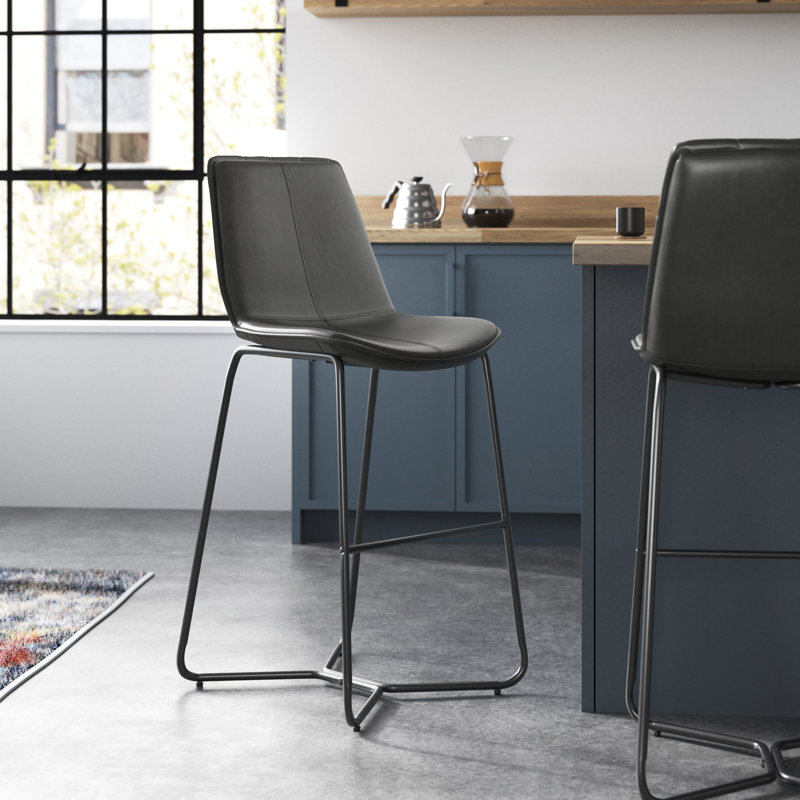 Tabouret de bar et de comptoir Alivia, Similicuir gris, Tabouret de bar (siège de 30 po de hauteur)