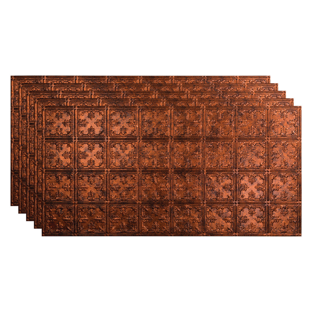 24.375'' L x 48.375'' W Textured Vinyl Glue Up Ceiling Tile (Set of 5) Fasade