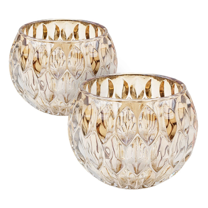 Verre découpé ovale brillant - ensemble de 2, Amber