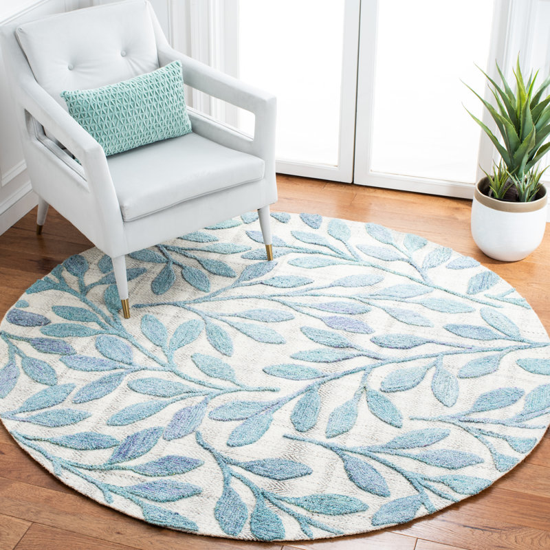 Blakesburg Hand Tufted Performance Floral Rug, Round 6'