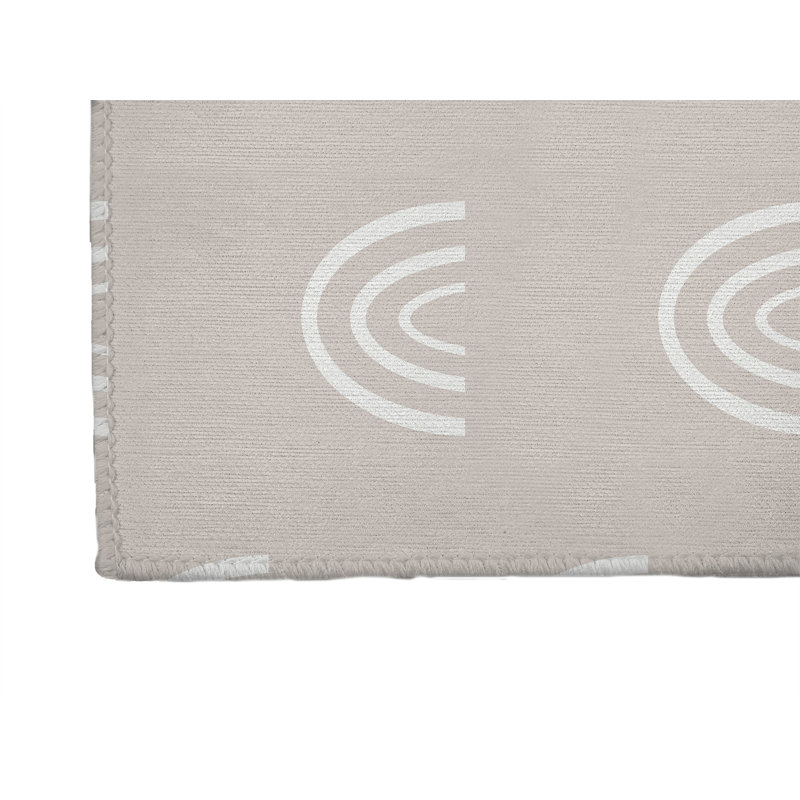 Tapis de jeu pour enfants Plain Bows, Rectangle 5 pi x 7 pi, Taupe / Blanc
