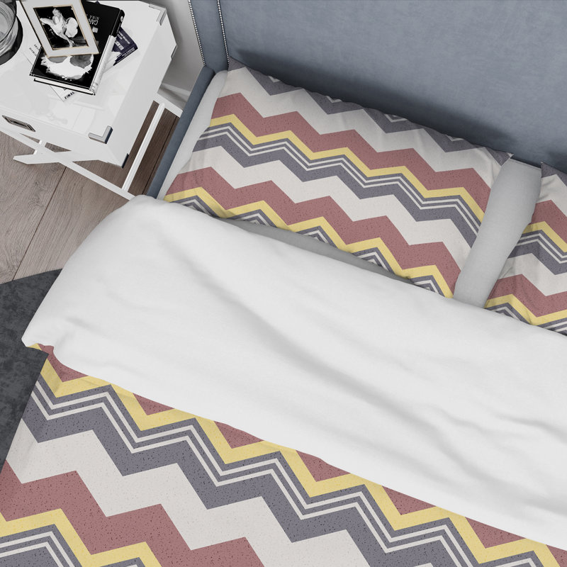 Ensemble de housse de couette en microfibre brun / jaune / gris 3 pièces