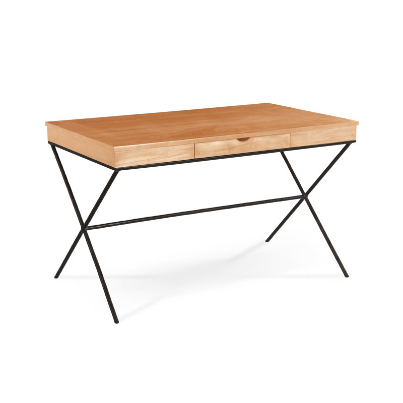 Bureau debout en bois massif Abbott, Noir texturé, Alpin