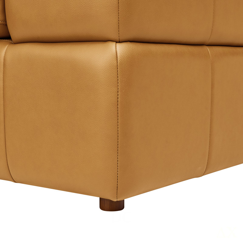 Canapé modulaire à large accoudoirs en cuir assorti, Ginger