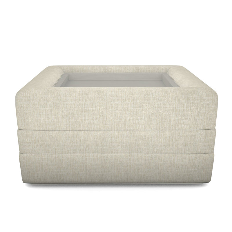 Boyden Ottoman with Wood Tray, Wrenn, Tarbee Pebble